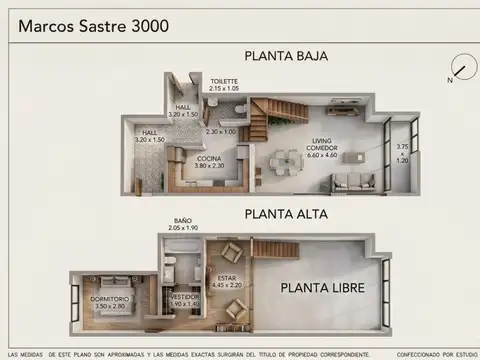 Departamento 2 ambientes con 1 baño