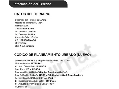 Terreno en Venta de 304,0 m2