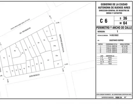 ALMAGRO | Lote 9.00 x 44. Corredor Alto.