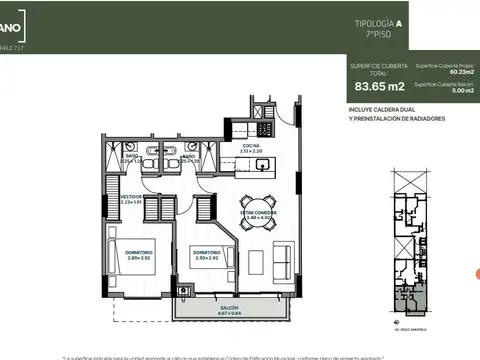 Departamento en Venta de 2 ambientes