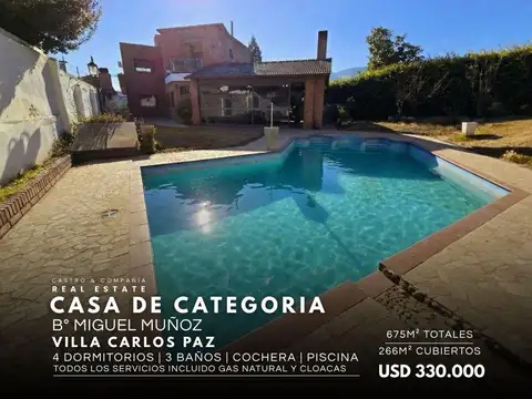 Venta Casa con Piscina cerca del Centro | 4 Dormitorios | Gran Terreno – Villa Carlos Paz