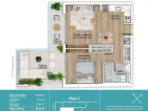 Venta 1 dormitorio con patio a Estrena 2026
