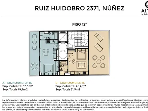 Departamento Monoambiente con 1 baño