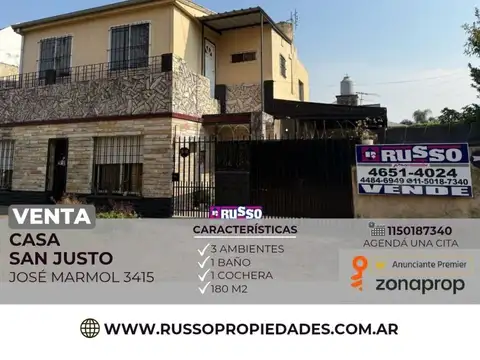 Venta casa 3 ambientes San Justo