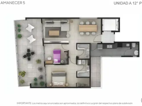 Departamento 3 ambientes con 2 baños