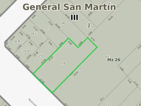 Lote 614 m².  17 metros de frente.