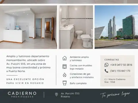 Departamento monoambiente en Av Carballo 555 en alquiler