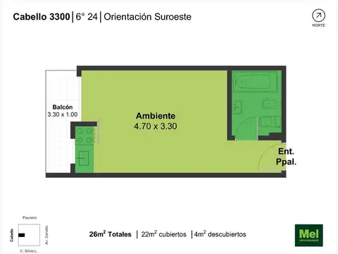 Cabello 3300, Piso 6