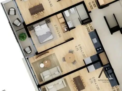 Departamento en Venta de 1 dormitorio