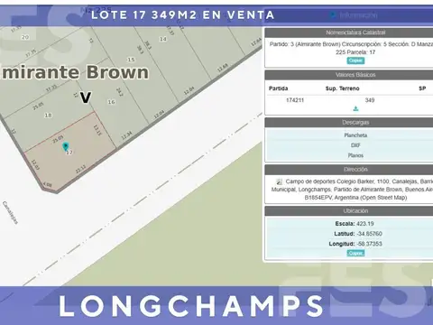 Terreno en Venta en Longchamps, USD 15.400