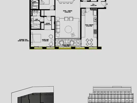 Departamento 3 ambientes con 2 baños