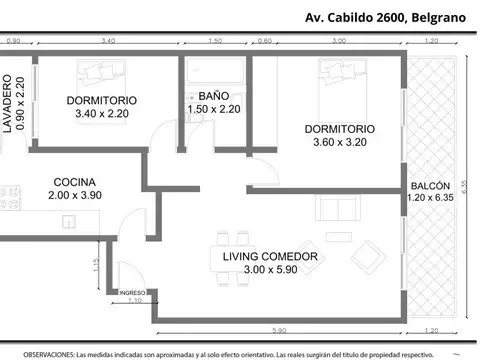 Departamento en Venta de 3 ambientes