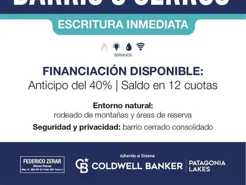 VENTA Lote UF6 - 1.144 m² en Barrio Cerrado “5 Cerros” – Antiguo Camino al Llao Llao, Bariloche