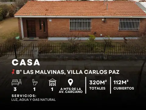 Venta Casa De 3 Dormitorios En Barrio Malvinas, Villa Carlos Paz