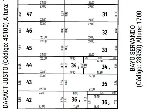 Terreno en Venta 21,48  mts Fondo
