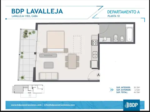 Departamento Monoambiente con 1 baño