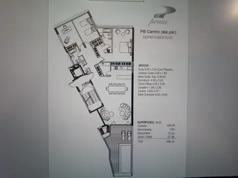 Departamento de 2 dormitorios con pileta vista al lago