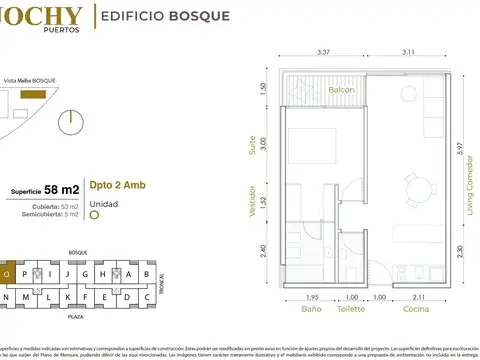 Departamento en Venta de 1 dormitorio