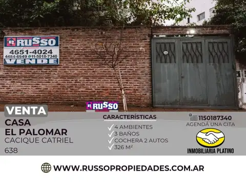 Venta Casa de 4 ambientes con Jardín -  El Palomar, Morón