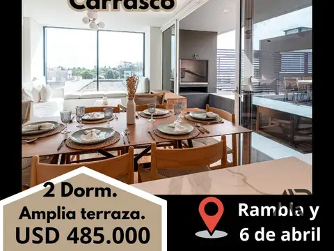 Apartamento 2 dorm. y Amplia Terraza con parrillero en venta. Carrasco