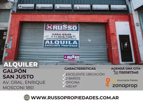 Alquiler galpón 430 m2 Lomas del Mirador