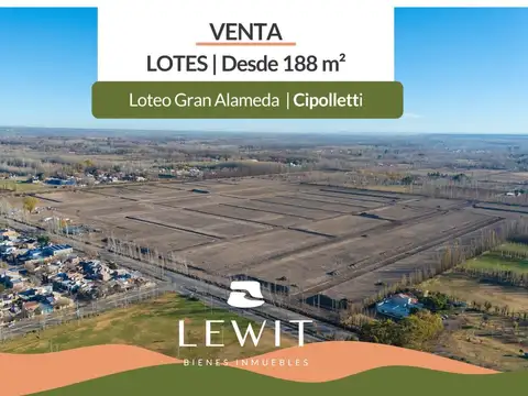 VENTA TERRENO EN CIPOLLETTI, LOTEO GRAN ALAMEDA