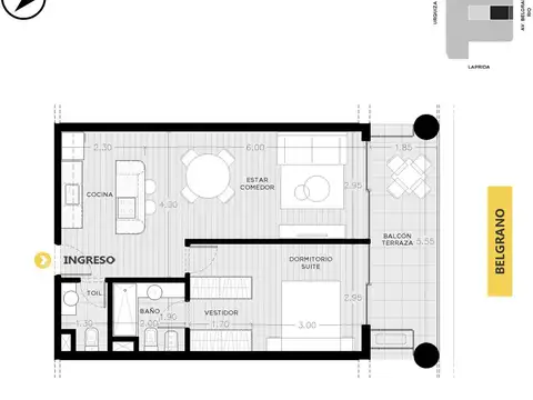 Venta departamento 2 dormitorios Parque España Rosario