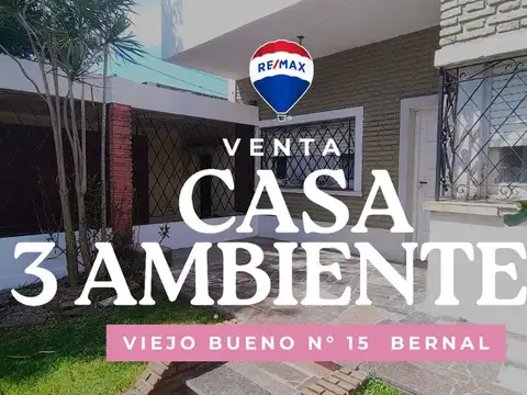 VENTA CASA  3 AMB EN BERNAL CON COCHERA DOBLE