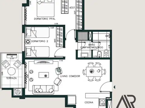 Apartamento en venta de 2 dormitorios, con terraza en Barra de Carrasco