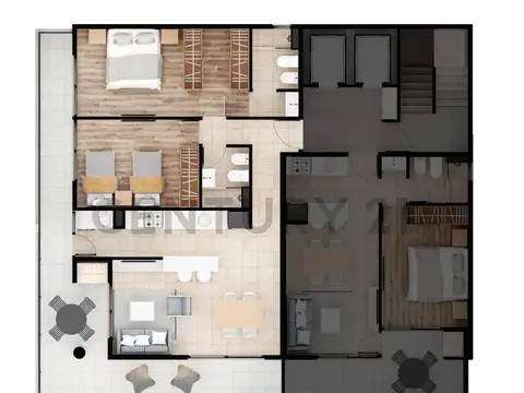 Departamento 3 ambientes con 2 baños