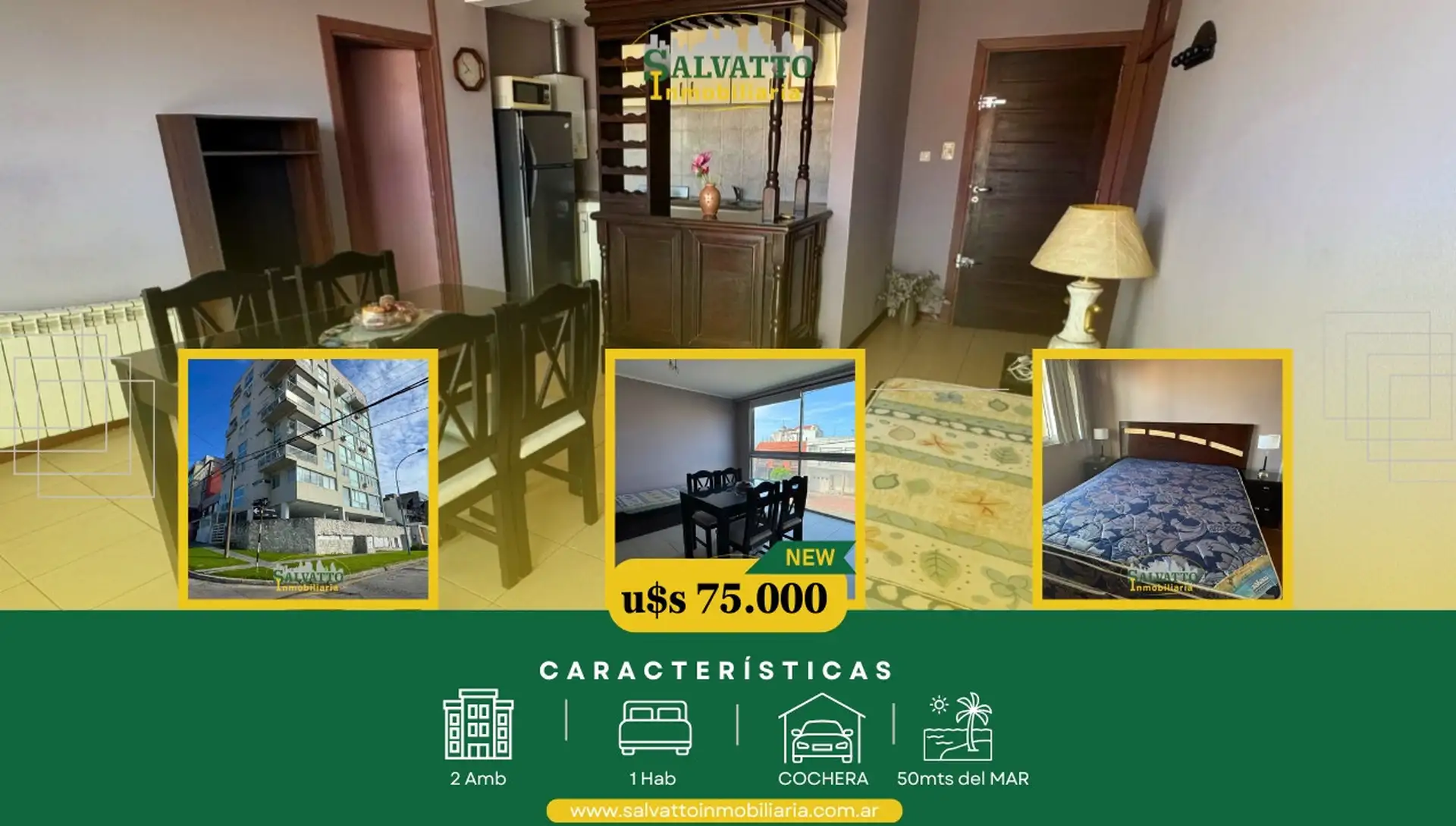 Departamento 2 ambientes con vista al mar en Punta Mogotes