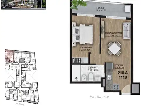 Departamento en Venta de 1 dormitorio