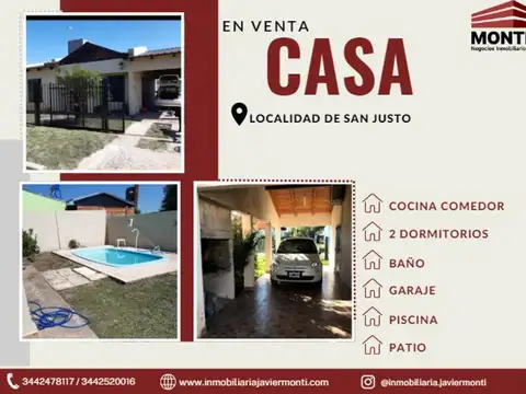 CASA EN LOCALIDAD DE SAN JUSTO- EXCELENTE ESTADO