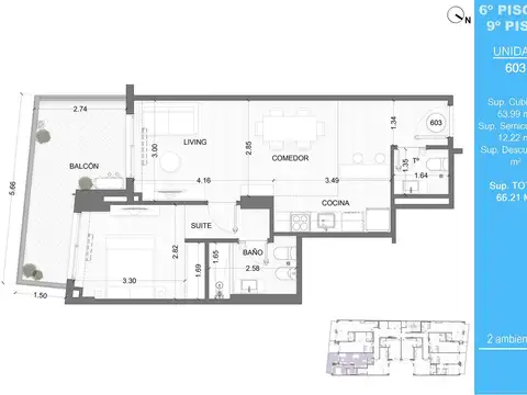 Departamento en Venta de 2 ambientes