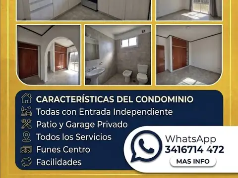 VENTA 3 CASAS  FUNES Centro Urbano  c/Servicios  !  Condominio  Totalmente independientes !  cada Casa con su jardín ... su Garage  ... su Parrillero  " todo x separado "  No comparten nada : Sin Expensas.!  VENTA de las 3 casas :" u$s185mil" #Finan