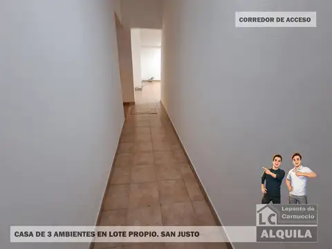 ¡185 M2 TOTALES! ¡CASA DE 3 AMBIENTES EN LOTE PROPIO! EN ALQUILER EN SAN JUSTO.