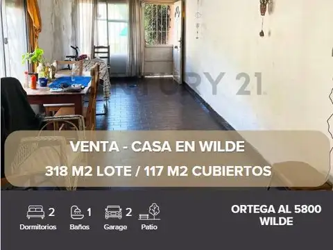 VENTA CASA 2 AMBIENTES WILDE