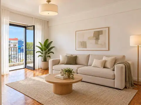 Departamento de 3 ambientes al frente con dos balcones.