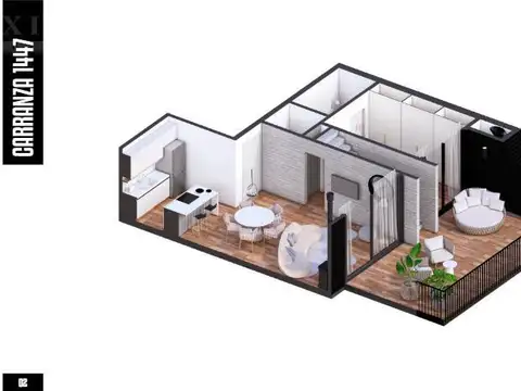 Departamento 2 ambientes con 1 baño