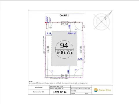 Terreno en Venta en Barrio Arenas Chico, USD 45.000