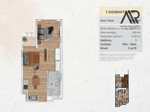 Departamento en Venta de 3 ambientes