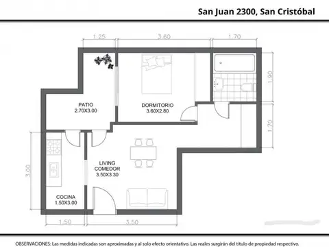 Departamento en Venta de 1 dormitorio