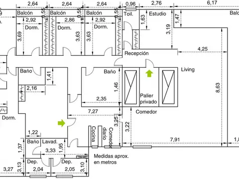 Departamento 6 ambientes con 3 baños