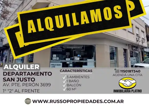 Alquiler Departamento 3 Ambientes San Justo