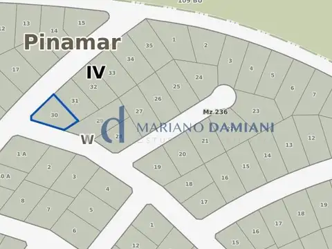Terreno en Venta 31,52  mts Frente