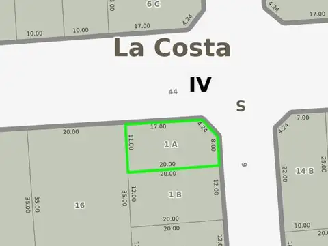 Terreno en Venta 20  mts Fondo