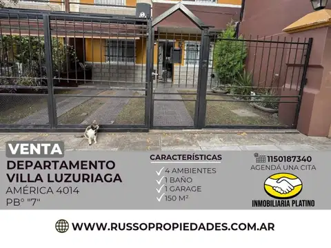 VENTA  Departamento de 4 ambientes con patio y cochera