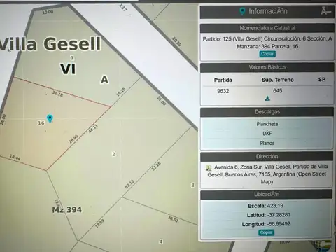 Terreno en Venta en Villa Gesell, USD 49.000