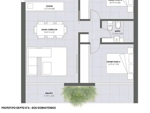 Departamento 3 ambientes con 1 baño