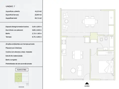 Departamento en Venta de 2 ambientes